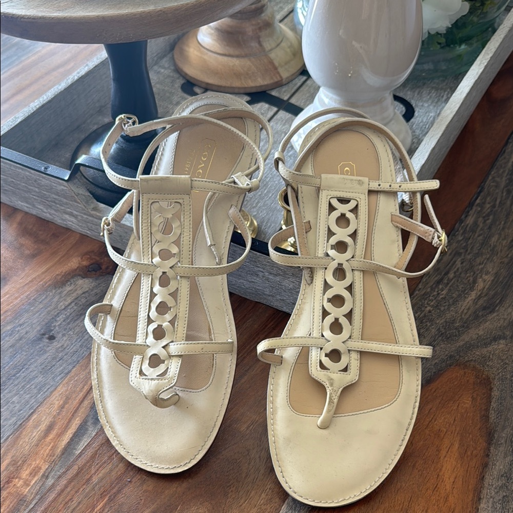 Coach Cream Sandals with Minimalist Design